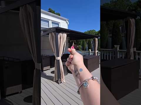 SUNJOY 10x12 Polycarbonate Roof Wall Mounted Gazebo, Lean to Gazebo with Curtain and Netting