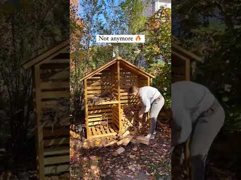 SUNJOY Outdoor Cedar Firewood Storage Rack Shed with Asphalt Roof