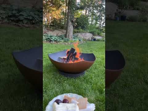 SUNJOY 32 Inch Copper Steel Outdoor Wood Fire Pit with Spark Screen