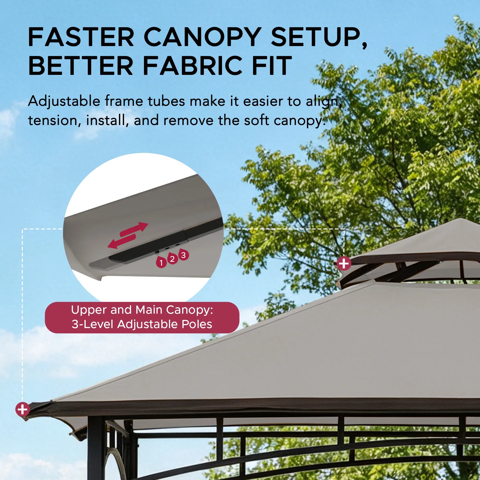 SUNJOY 8x5 BBQ Grill Gazebo with Bar Shelves and Hooks - Gray & Black