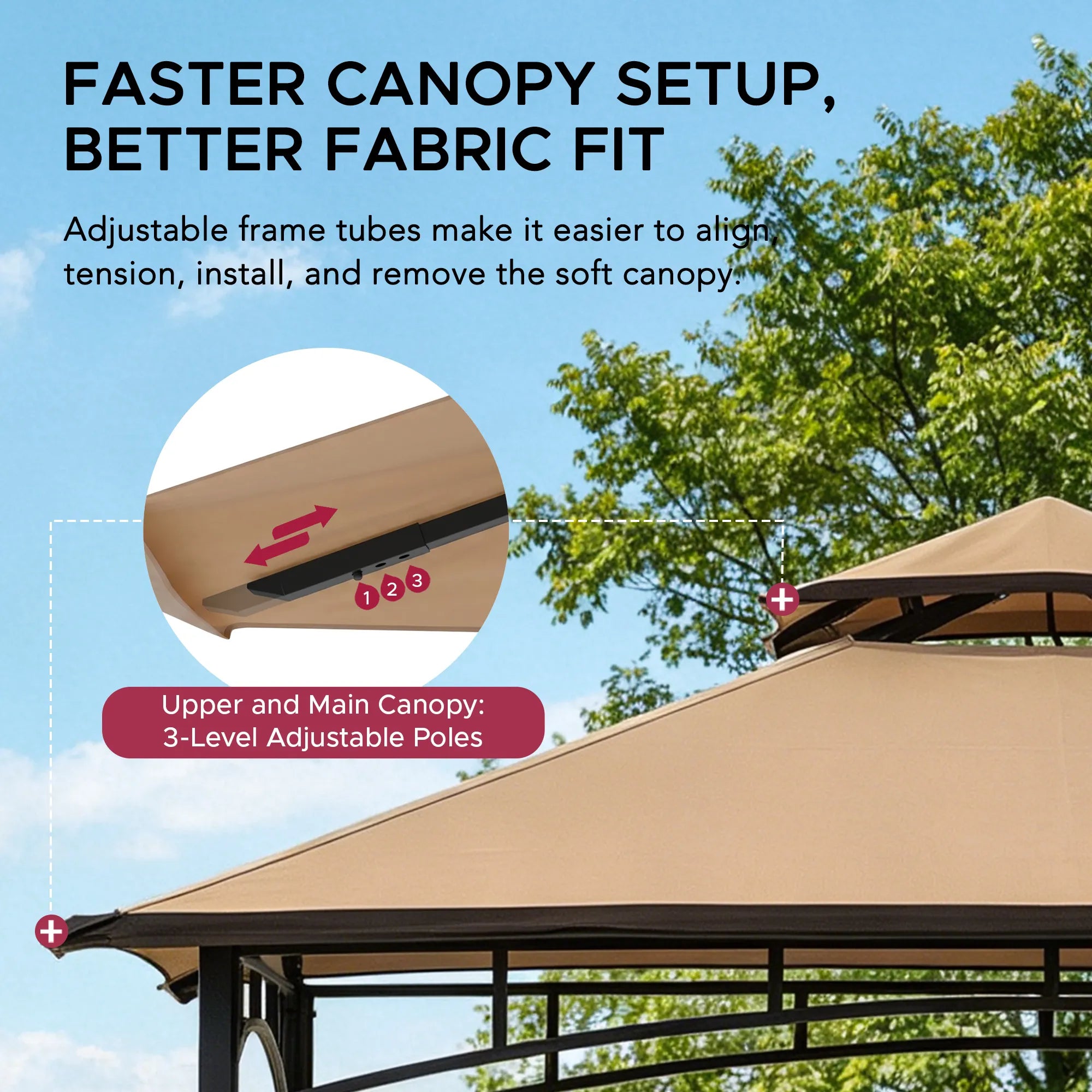 SUNJOY 8x5 BBQ Grill Gazebo with Bar Shelves and Hooks - Tan & Brown