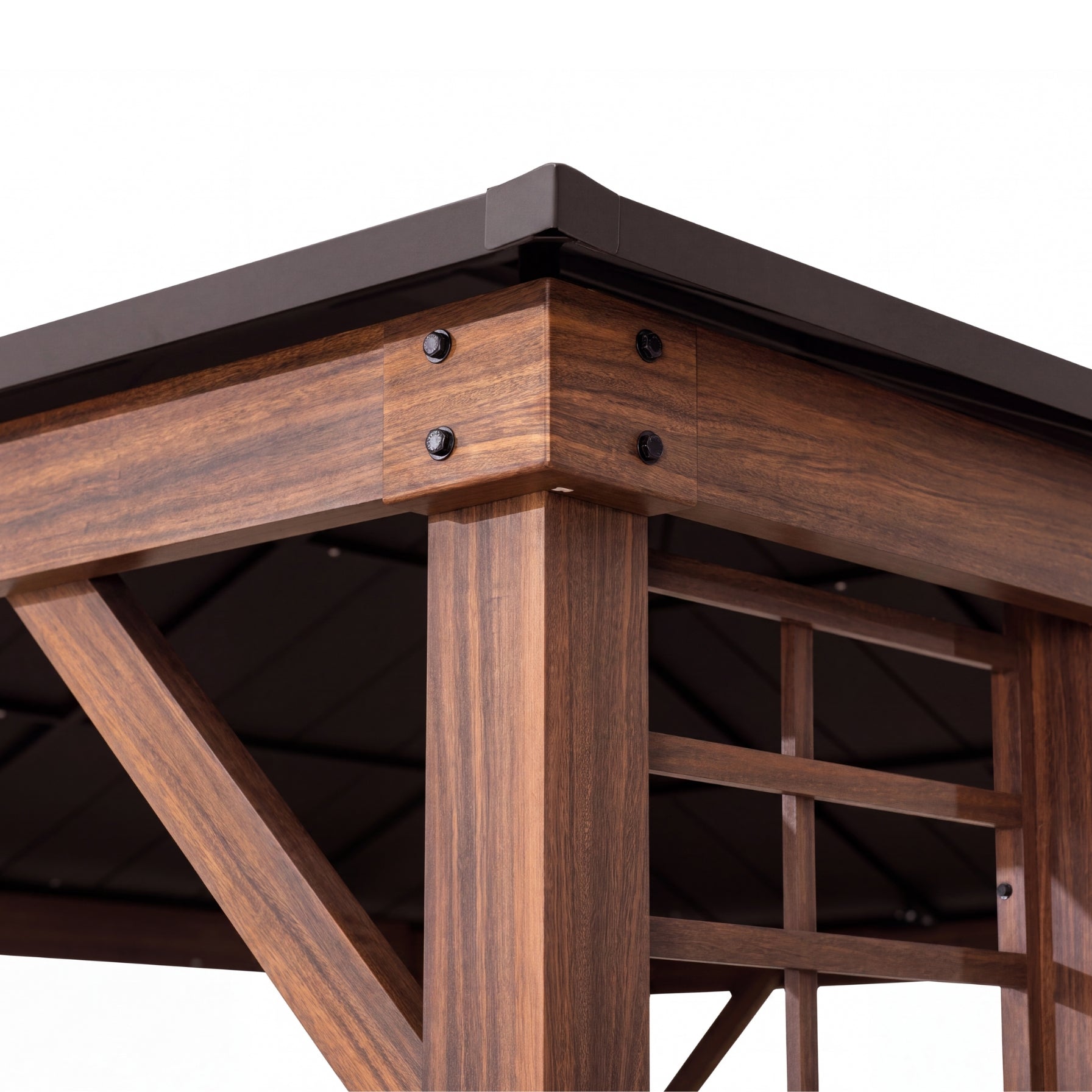 Veranda Woodgrain Steel Roof Planter Gazebo, 13x15