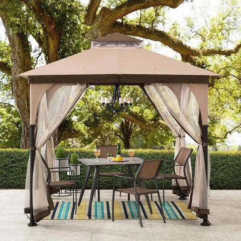 Sunjoy Outdoor Patio 9.5x9.5 Gazebo Kits Backyard Metal Canopy Gazebos ...