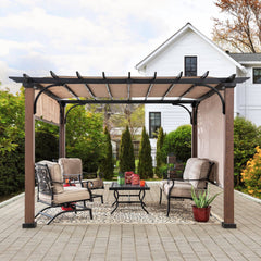 SummerCove Modern Metal Patio 11x11 Pergola Kits with Canopy Roof for Shade.