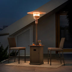 AmberCove 40,000 BTU Gray Steel Frame Outdoor Patio Propane Heater with Table Top for Commercial & Residential Use.