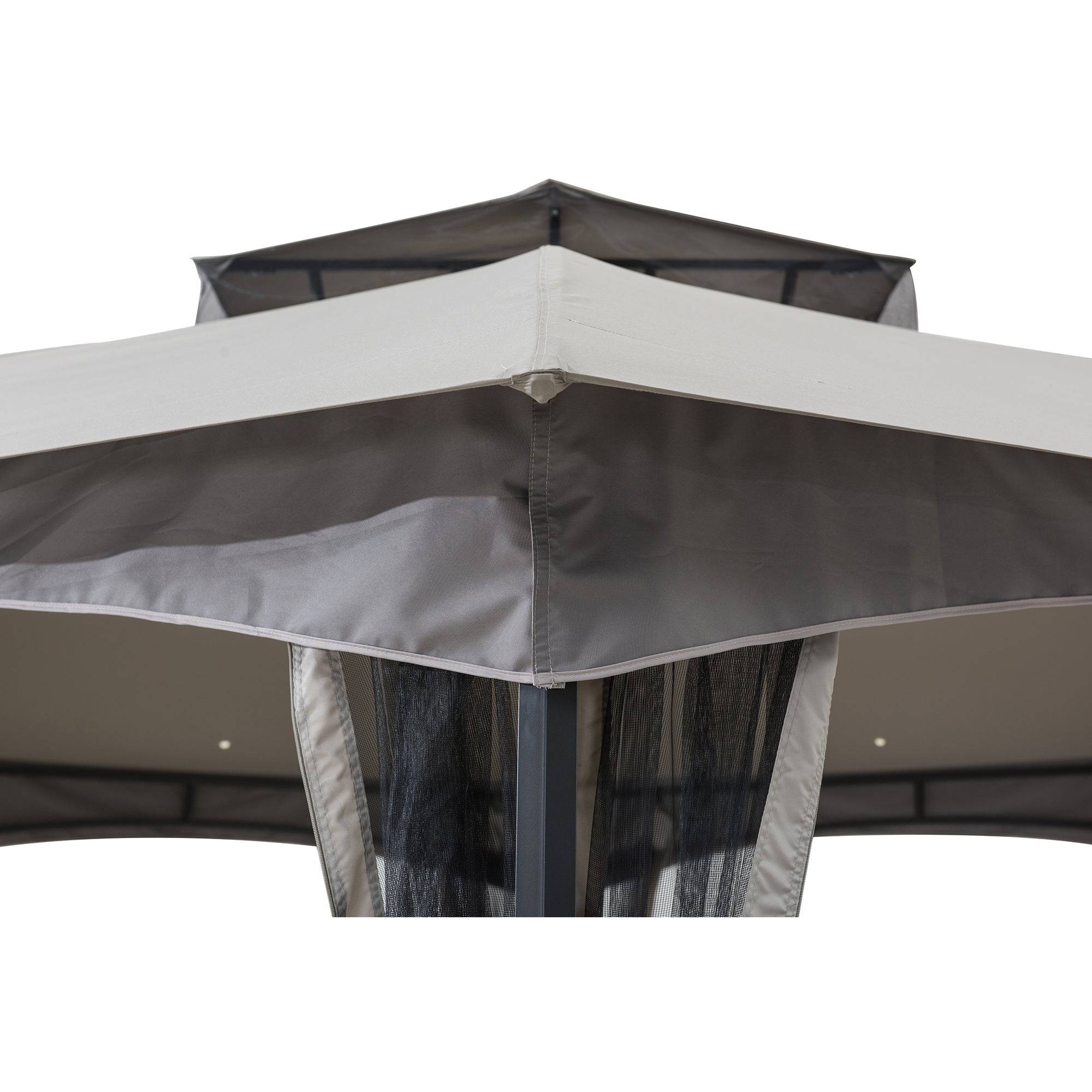 SUNJOY 15x15 Hexagon Soft Top Gazebo with Netting and Bar Shelf.