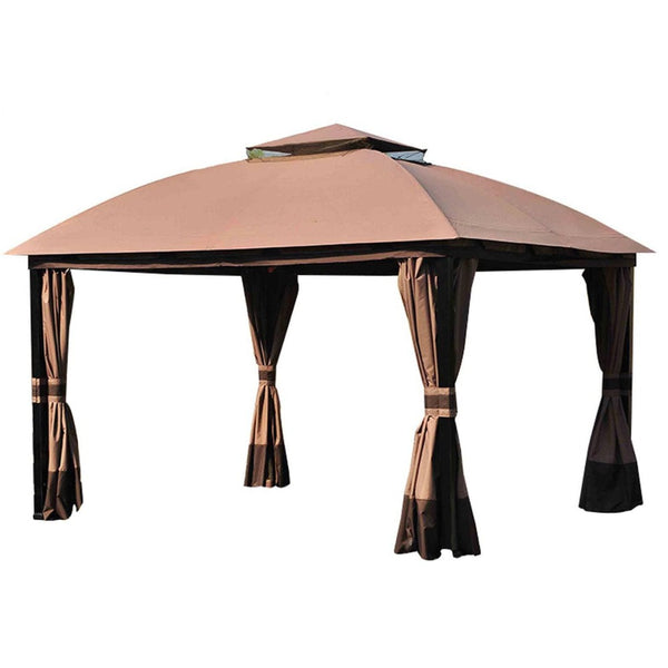 Sunjoy Ginger Snap+Dark Brown Replacement Canopy For South Hampton Gazebo (11x13 FT) L-GZ215PST-A Sold At Big Lots.