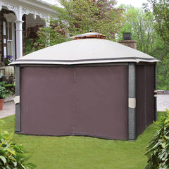 Sunjoy Light Brown Replacement Curtain For Easy Up Wicker Gazebo (10X12 Ft) L-GZ815PCO-F Sold At Lowe's.