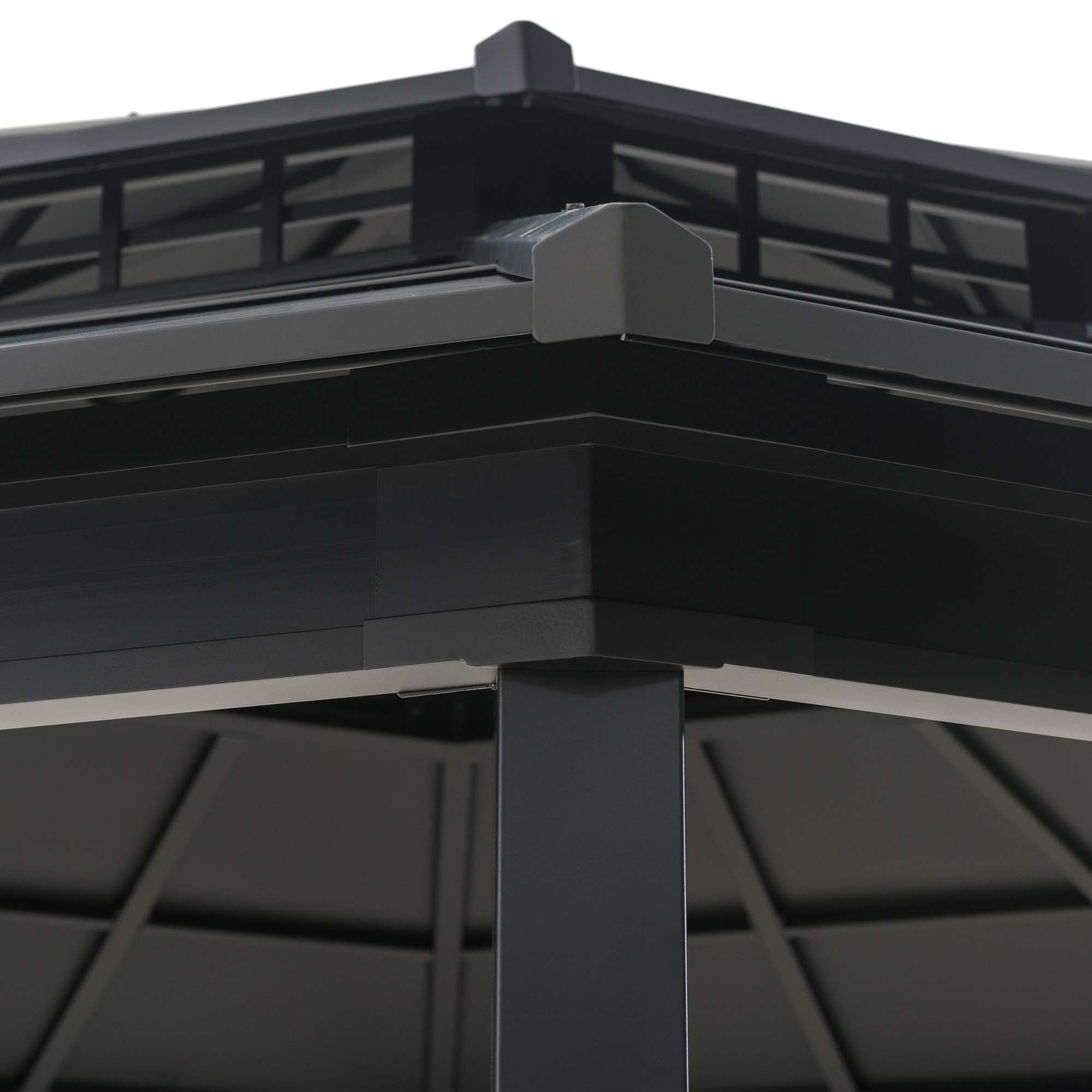 SUNJOY 15x15 Octagon Hardtop Gazebo with Dual Rails and Ceiling Hook.