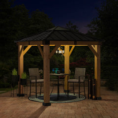 Sunjoy Wooden Hardtop Gazebo for Sale 9x9 for Outdoor Backyard Patio.