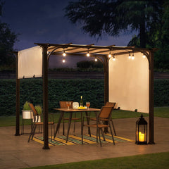 Sunjoy Outdoor Patio 10x10 Modern Pergola Kits with Retractable Canopy Roof.