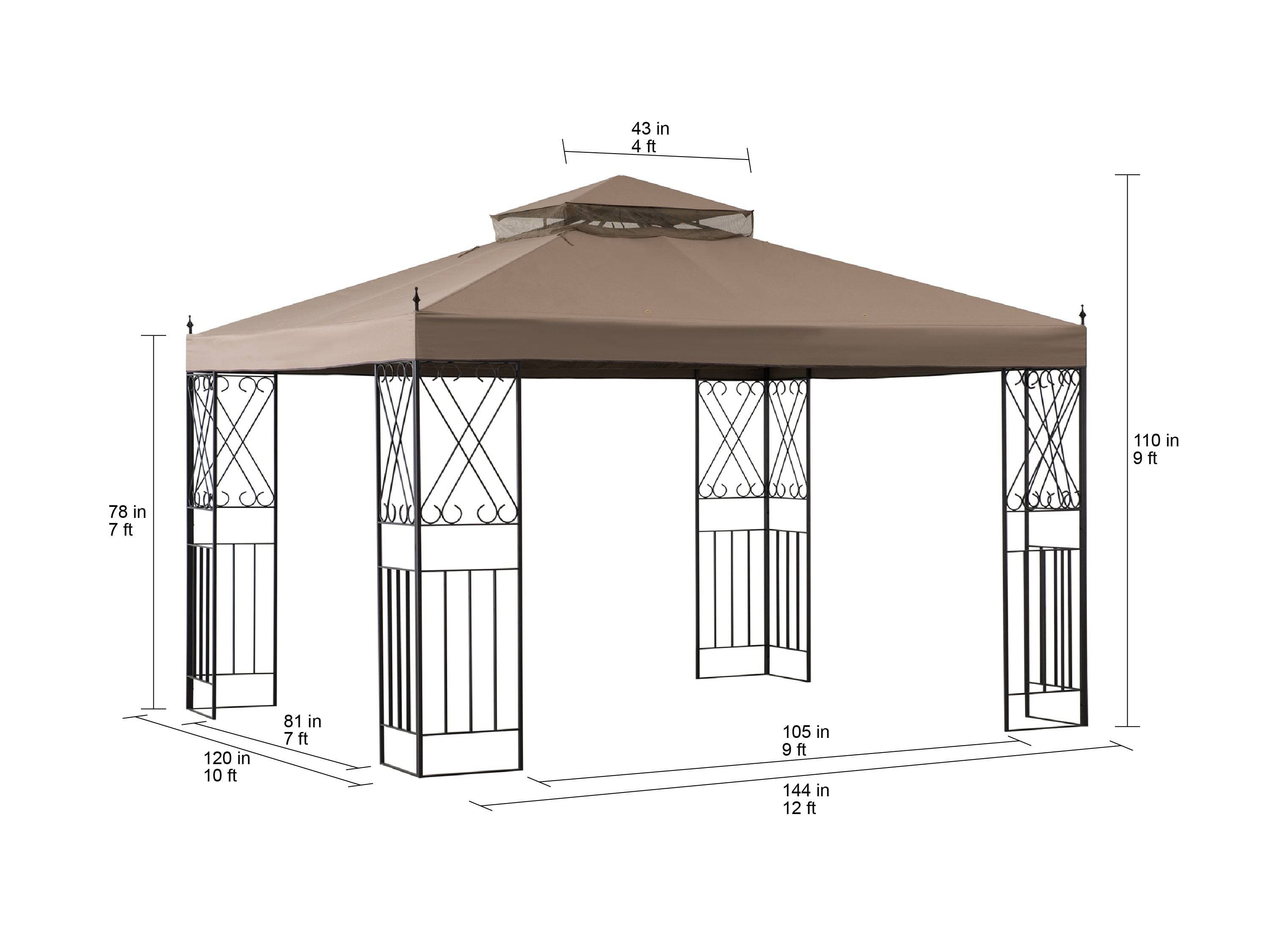 SUNJOY 10x12 Steel Backyard Gazebo with Ceiling Hook.