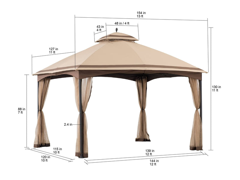 Sunjoy Outdoor Patio Gazebo Kit Backyard Metal Canopy Gazebos for Sale