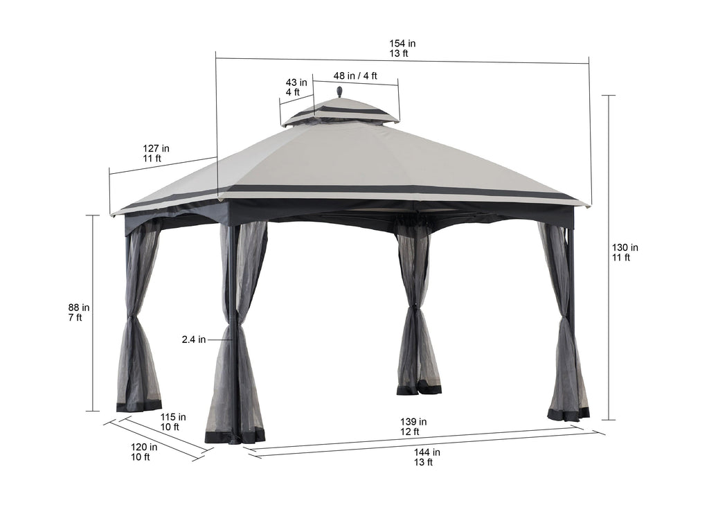 Sunjoy Outdoor Patio 10x13 Steel 2-Tier Backyard Soft Top Gazebo with ...