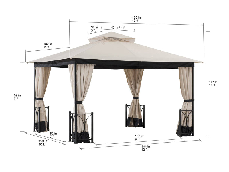 Sunjoy Outdoor Patio Canopy Gazebo Backyard Metal Gazebo Kits for Sale