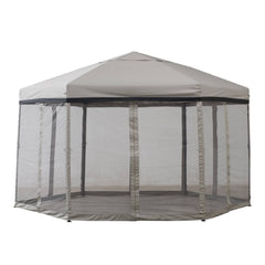 SUNJOY 11x11 Hexagon Pop Up Gazebo with Netting.