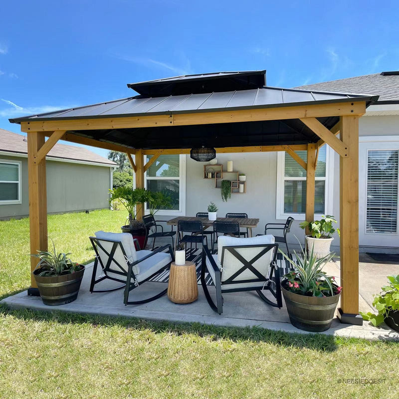Sunjoy Wooden Hardtop Gazebo for Sale 11x13 for Outdoor Backyard Patio