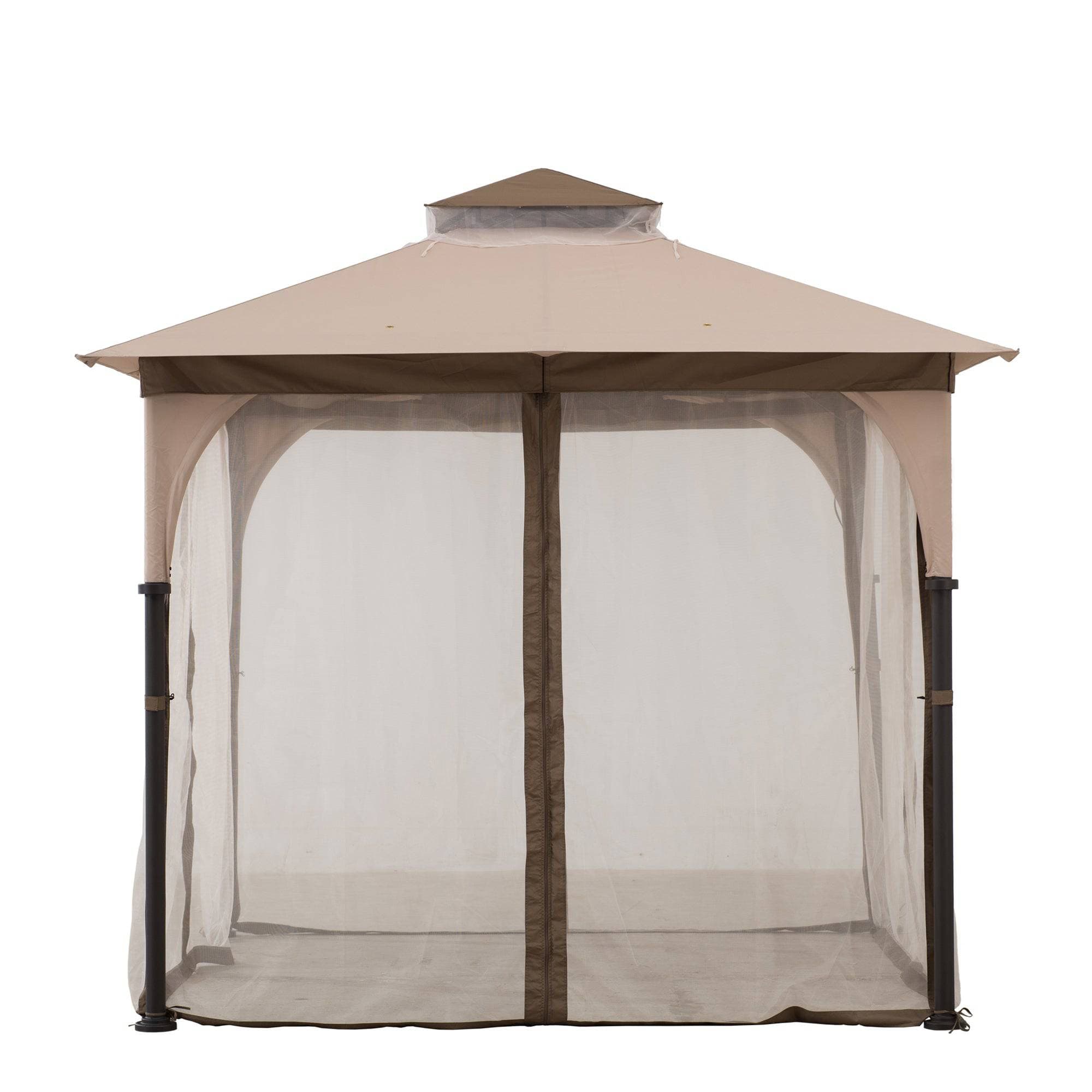 SUNJOY 9.5x9.5 2-Tier Steel Backyard Gazebo with Netting.