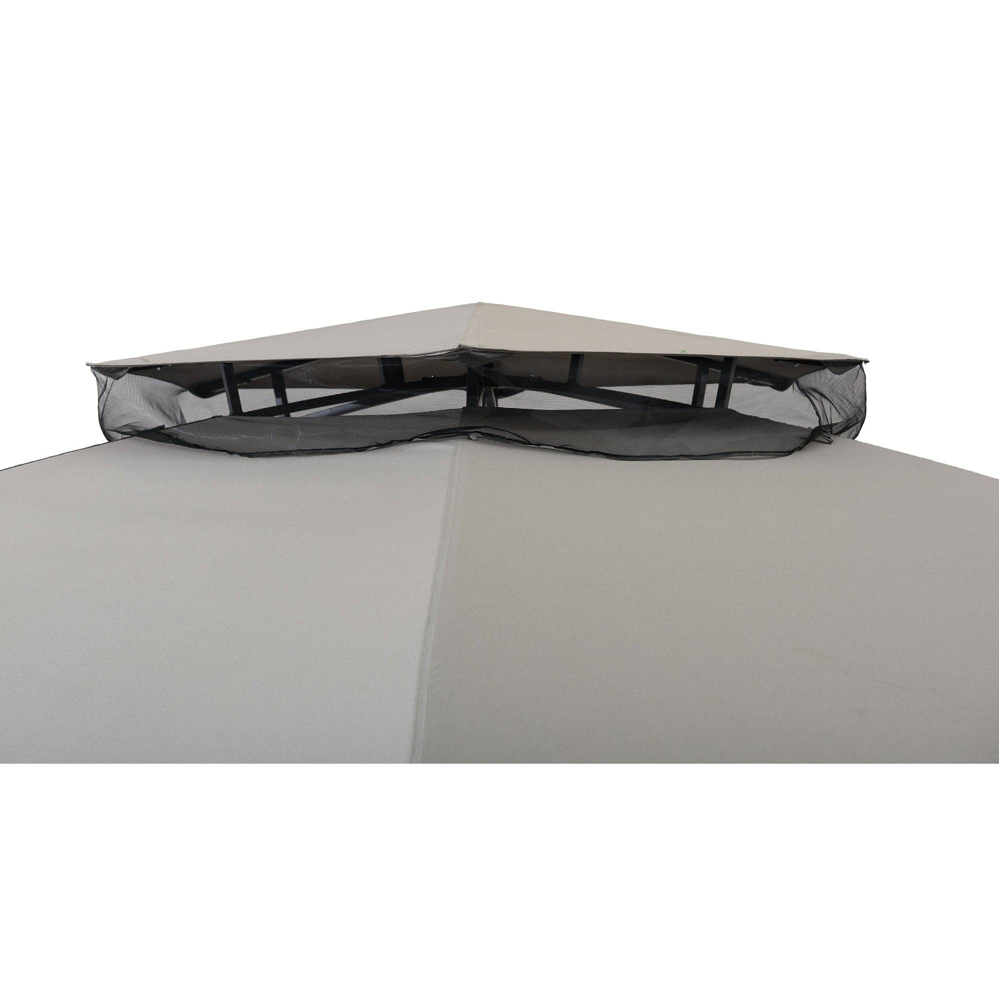 SUNJOY 15x15 Hexagon Soft Top Gazebo with Netting and Bar Shelf.