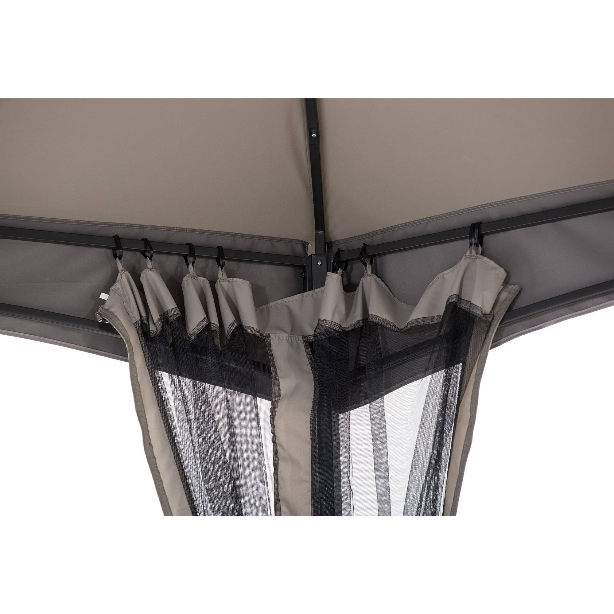 SUNJOY 15x15 Hexagon Soft Top Gazebo with Netting and Bar Shelf.