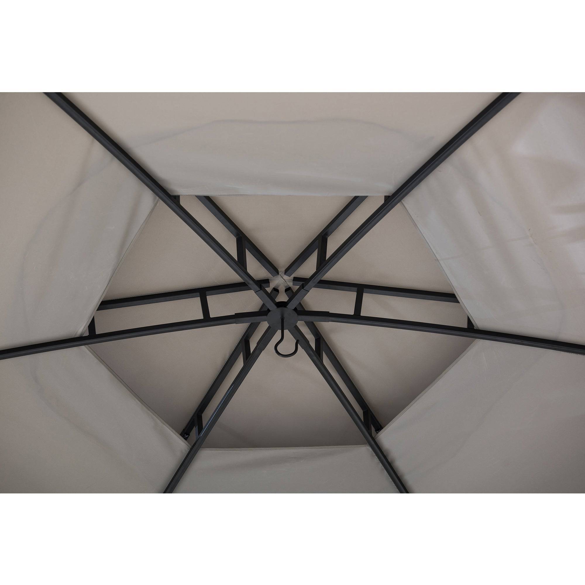 SUNJOY 15x15 Hexagon Soft Top Gazebo with Netting and Bar Shelf.