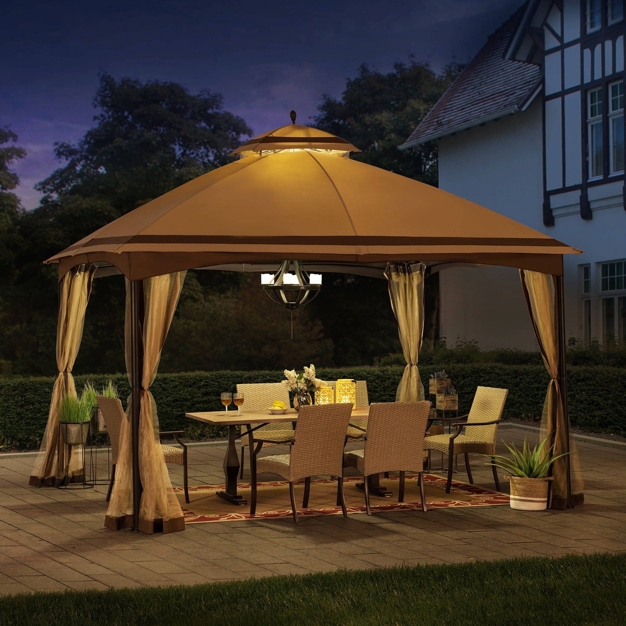 SUNJOY 10x13 Outdoor Canopy Gazebo with Netting.