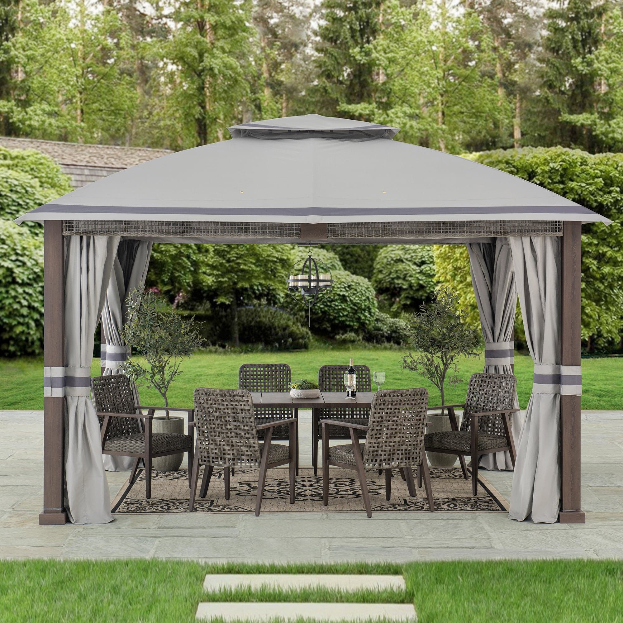 SUNJOY 11x13 Backyard Gazebo with Netting and Curtain.