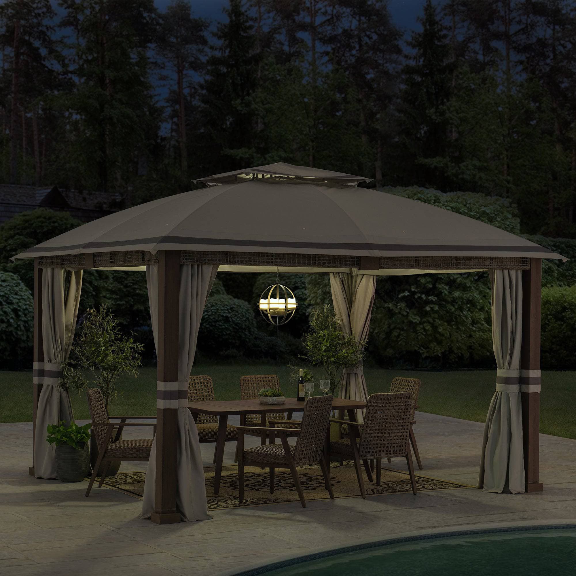 SUNJOY 11x13 Backyard Gazebo with Netting and Curtain.
