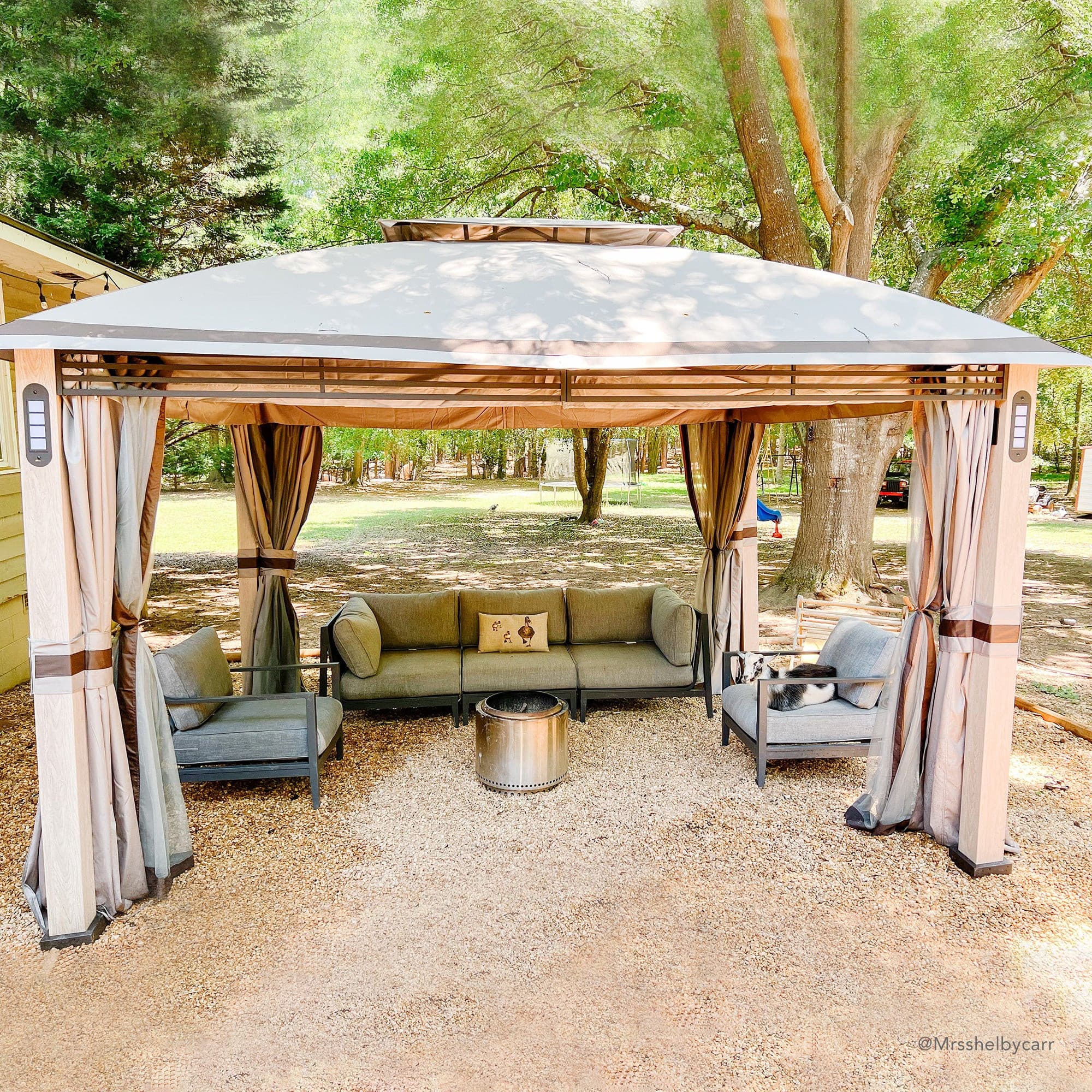 SUNJOY 11x13 Backyard Gazebo with LED Light, Bluetooth Speaker and Hook.