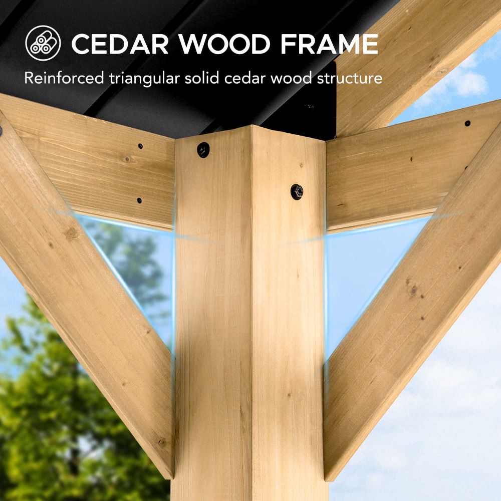 SUNJOY 11x13 Wooden Frame Gable Roof Gazebo with Ceiling Hook.