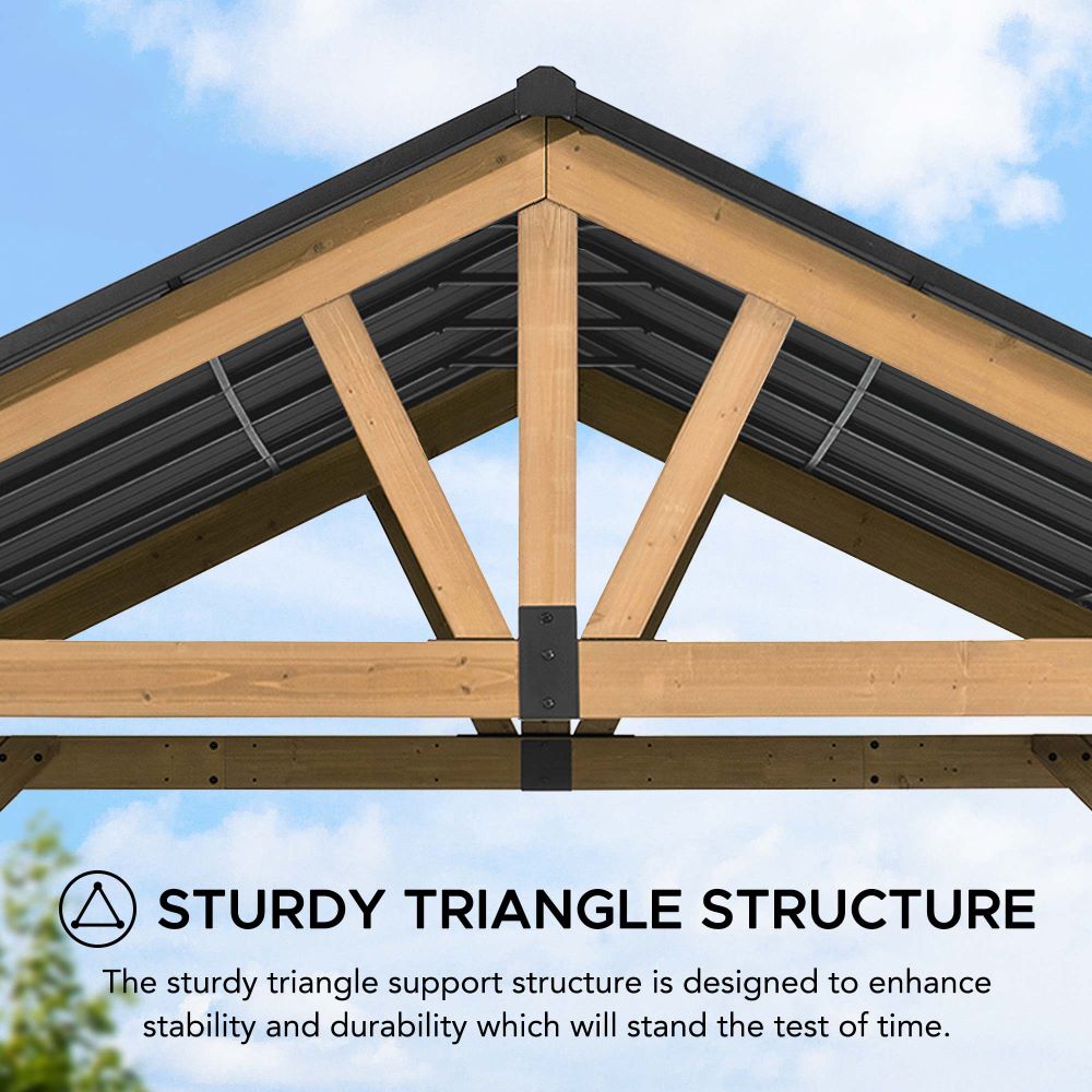 SUNJOY 11x13 Wooden Frame Gable Roof Gazebo with Ceiling Hook.