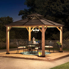 Sunjoy Wooden Hardtop 10x10 Gazebo for Sale for Outdoor Backyard Patio.