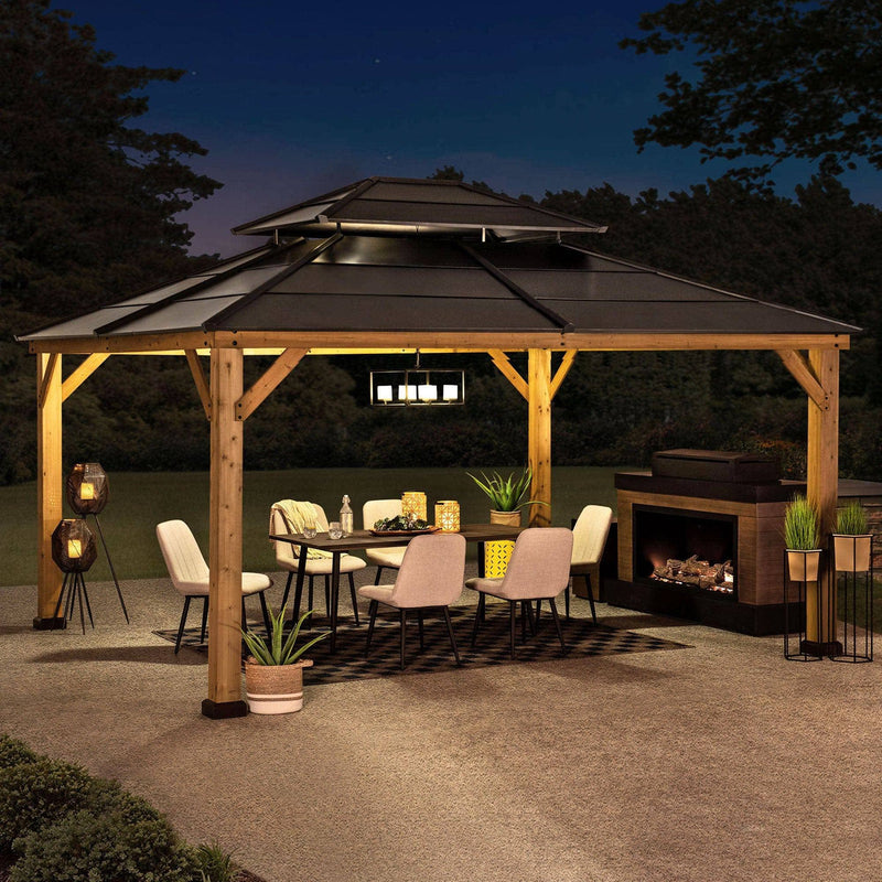 Sunjoy Wooden Hardtop Gazebo for Sale 13x15 for Outdoor Backyard Patio