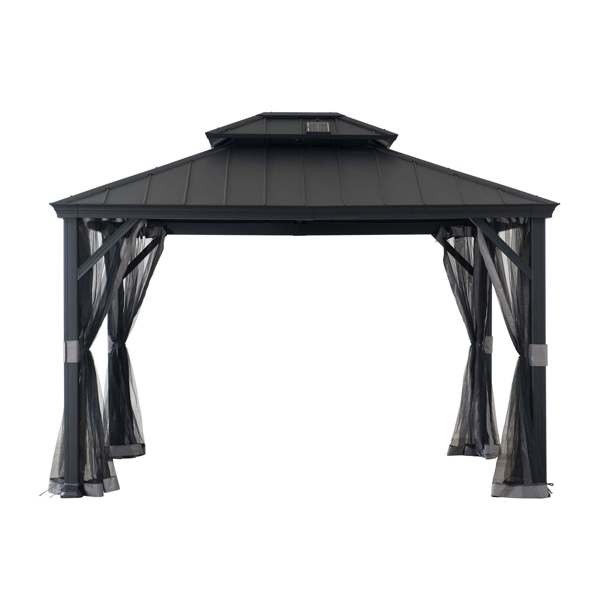 SUNJOY 10x12 Gazebo with Mosquito Netting and Solar Panel.