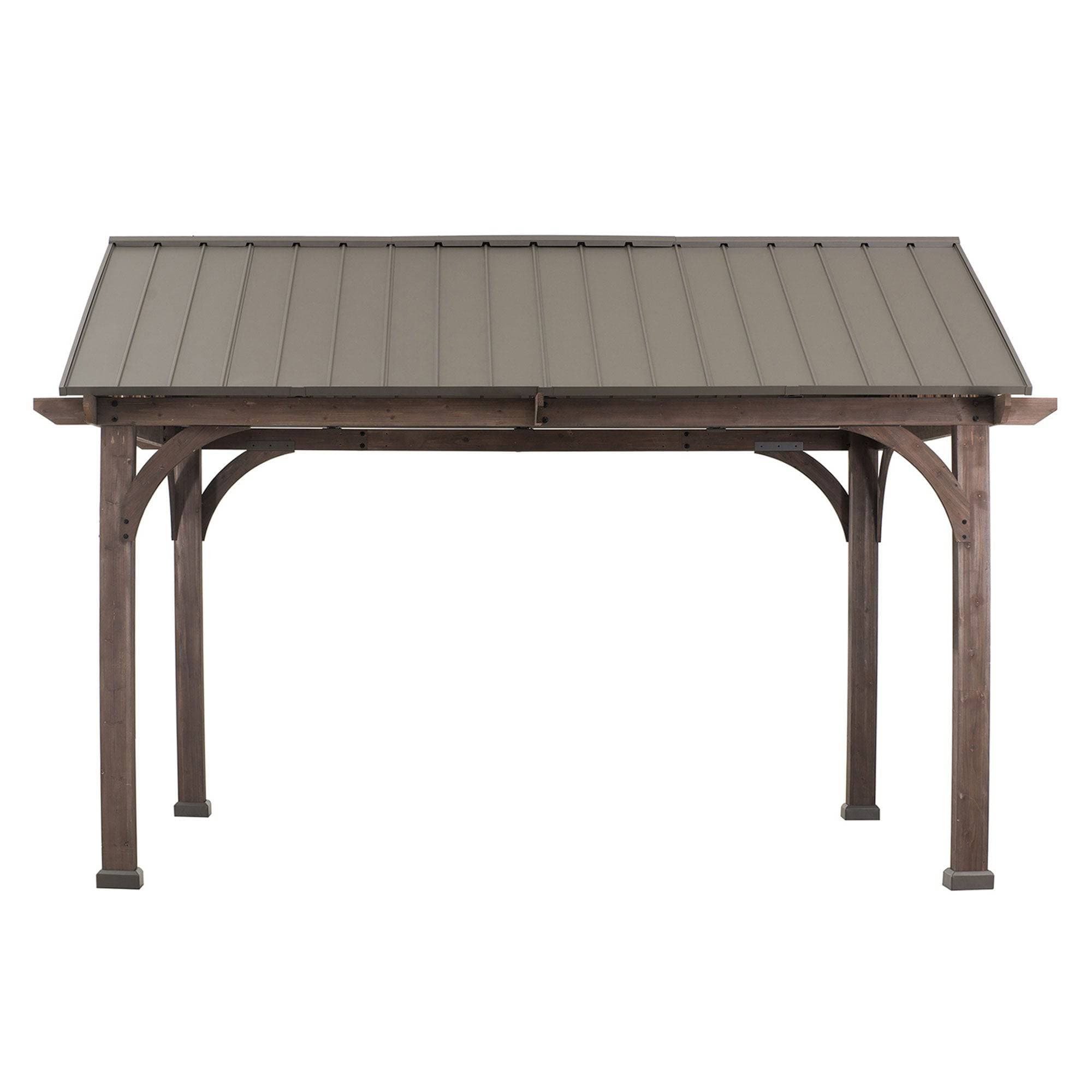 SUNJOY 12x14 Brown Wooden Frame Gable Roof Gazebo.