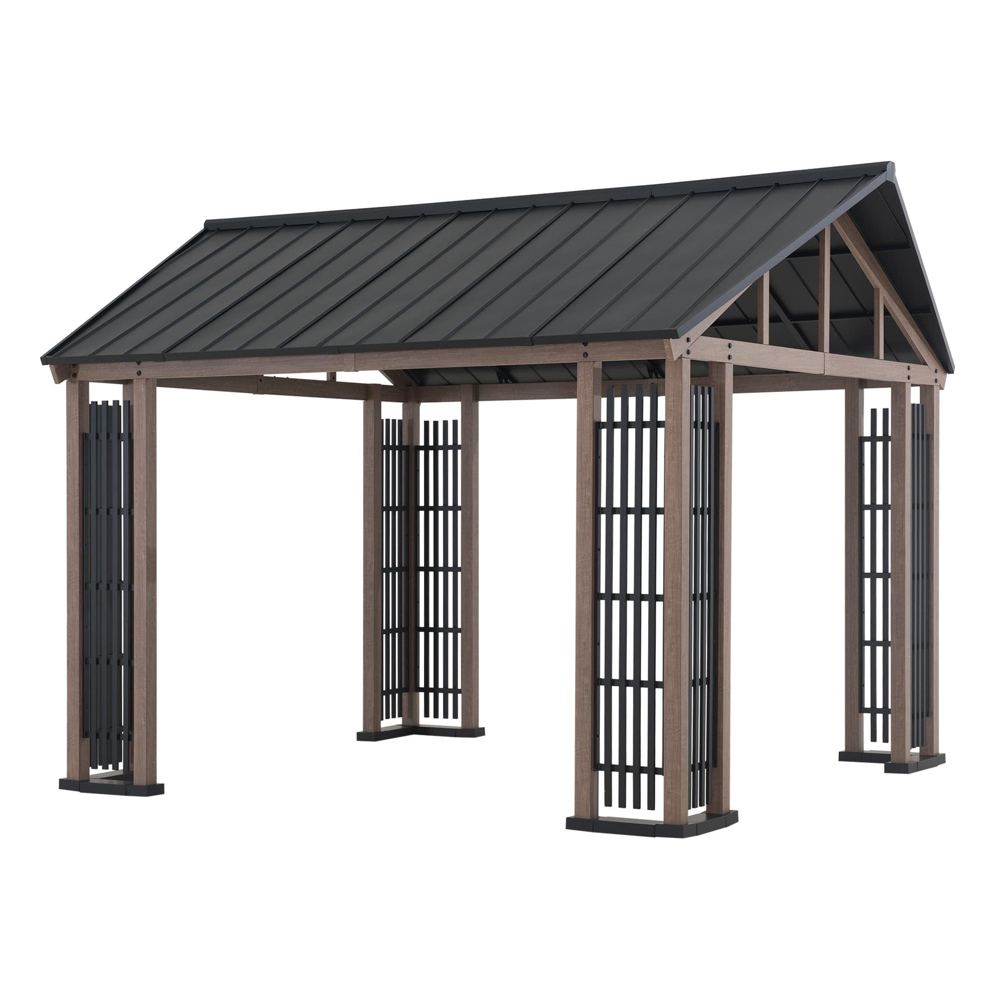 SUNJOY 11x13 Steel Gable Roof Hardtop Gazebo with Metal Ceiling Hook.