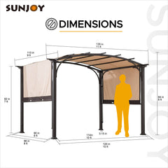 Sunjoy Outdoor Patio 11x9.5 Modern Pergola Kits with Retractable Canopy Roof.