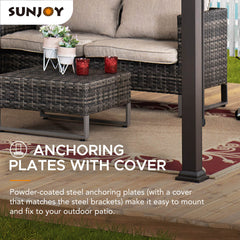 Sunjoy Outdoor Patio 11x9.5 Modern Pergola Kits with Retractable Canopy Roof.