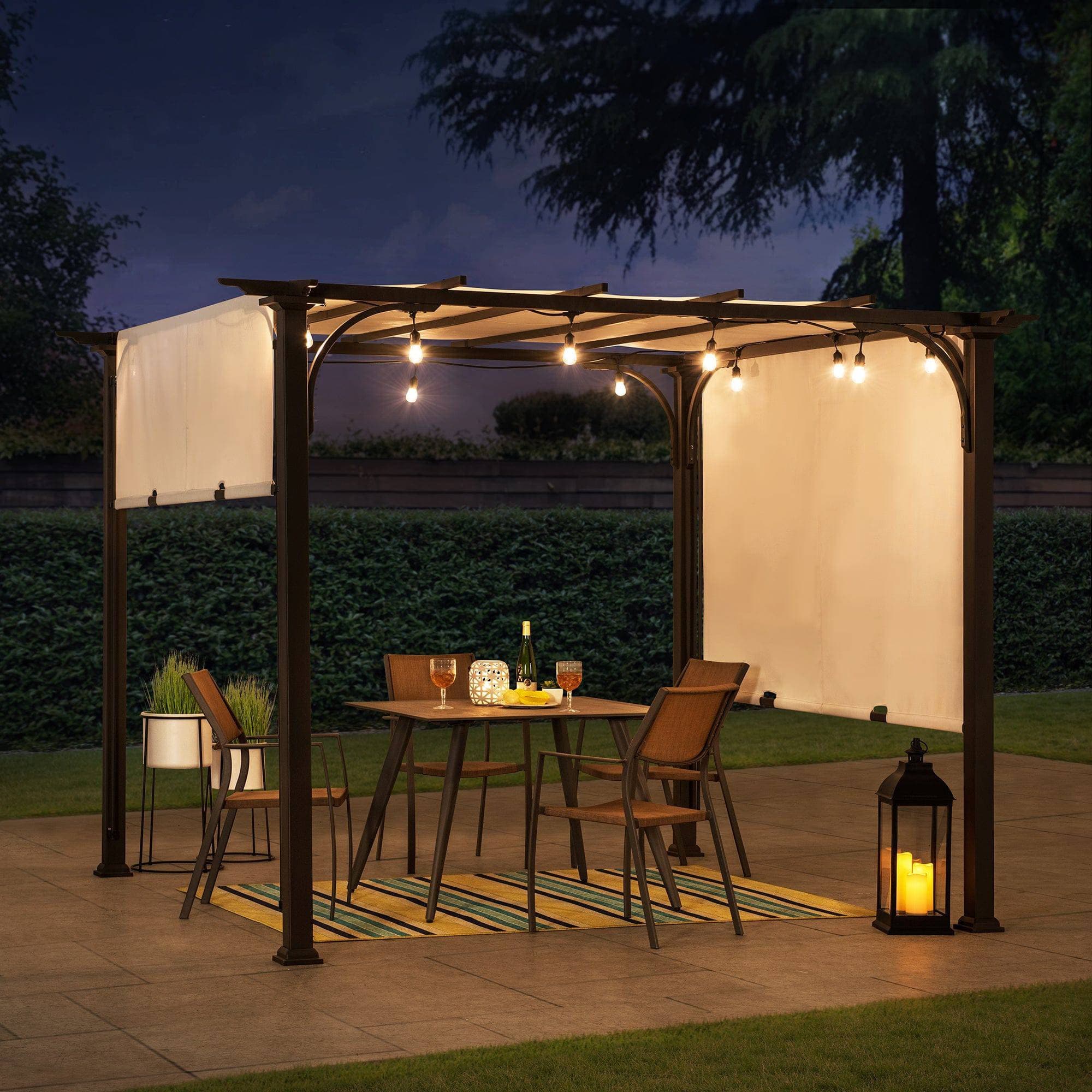 SUNJOY 10x10 White Pergola with Adjustable Canopy Roof.