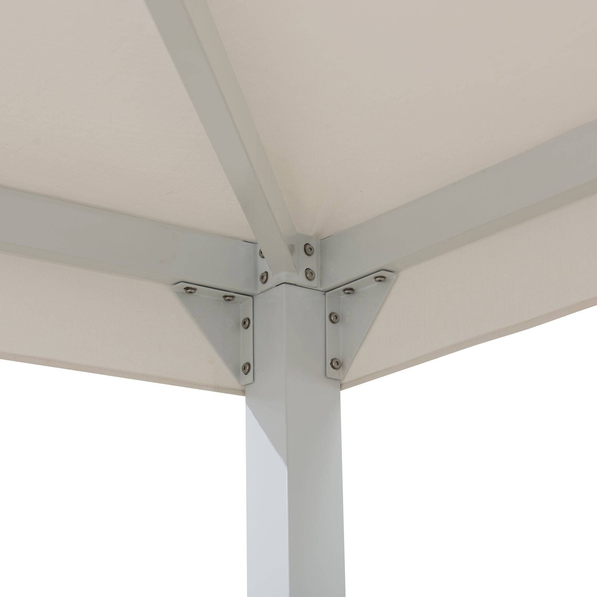 SUNJOY 10x10 White Steel Flat Top Gazebo with Ceiling Hook.