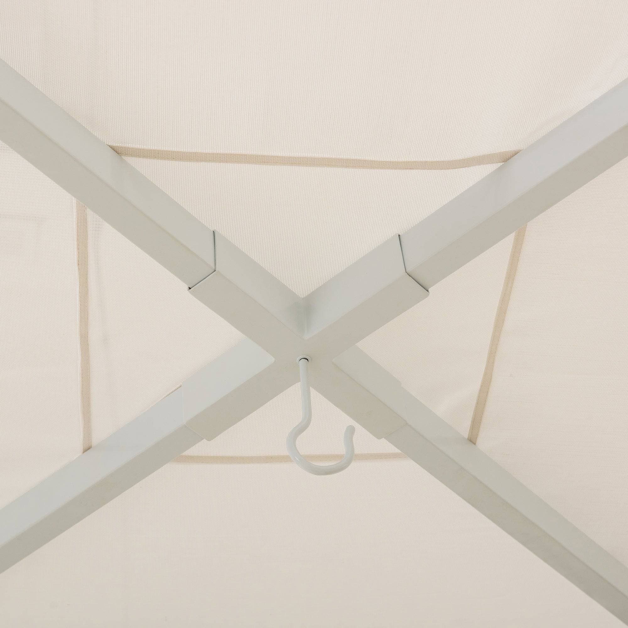 SUNJOY 10x10 White Steel Flat Top Gazebo with Ceiling Hook.