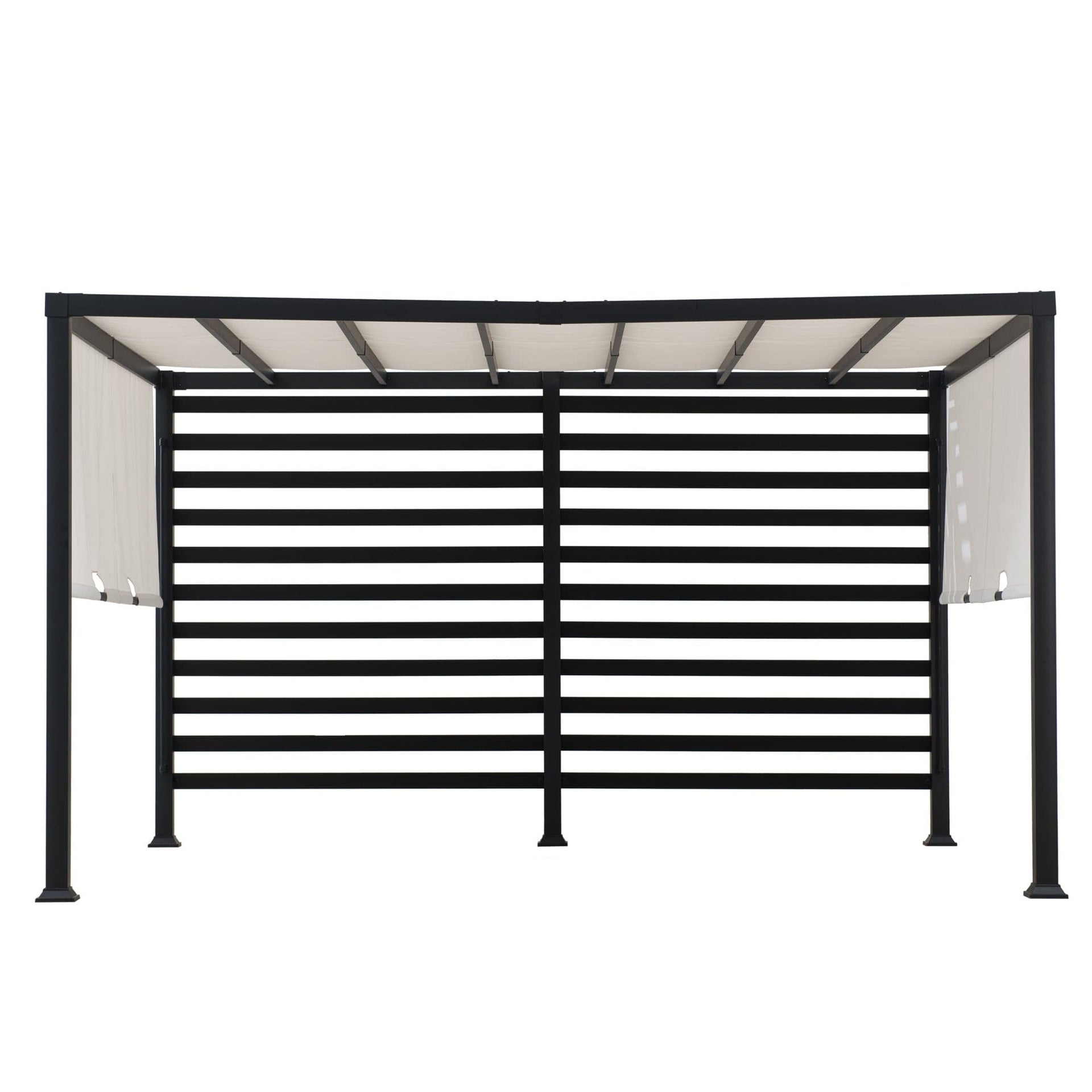 10x12 Steel Pergola Kit Adjustable Canopy Privacy Wall