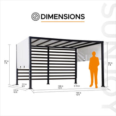 SUNJOY 10x12 Steel Pergola Kit with White Adjustable Canopy.