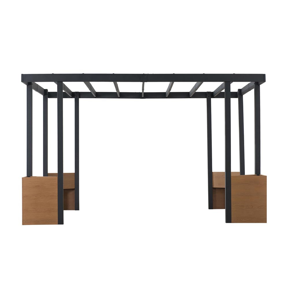 SUNJOY 10x12 Metal Garden Pergola Kit with Planters.