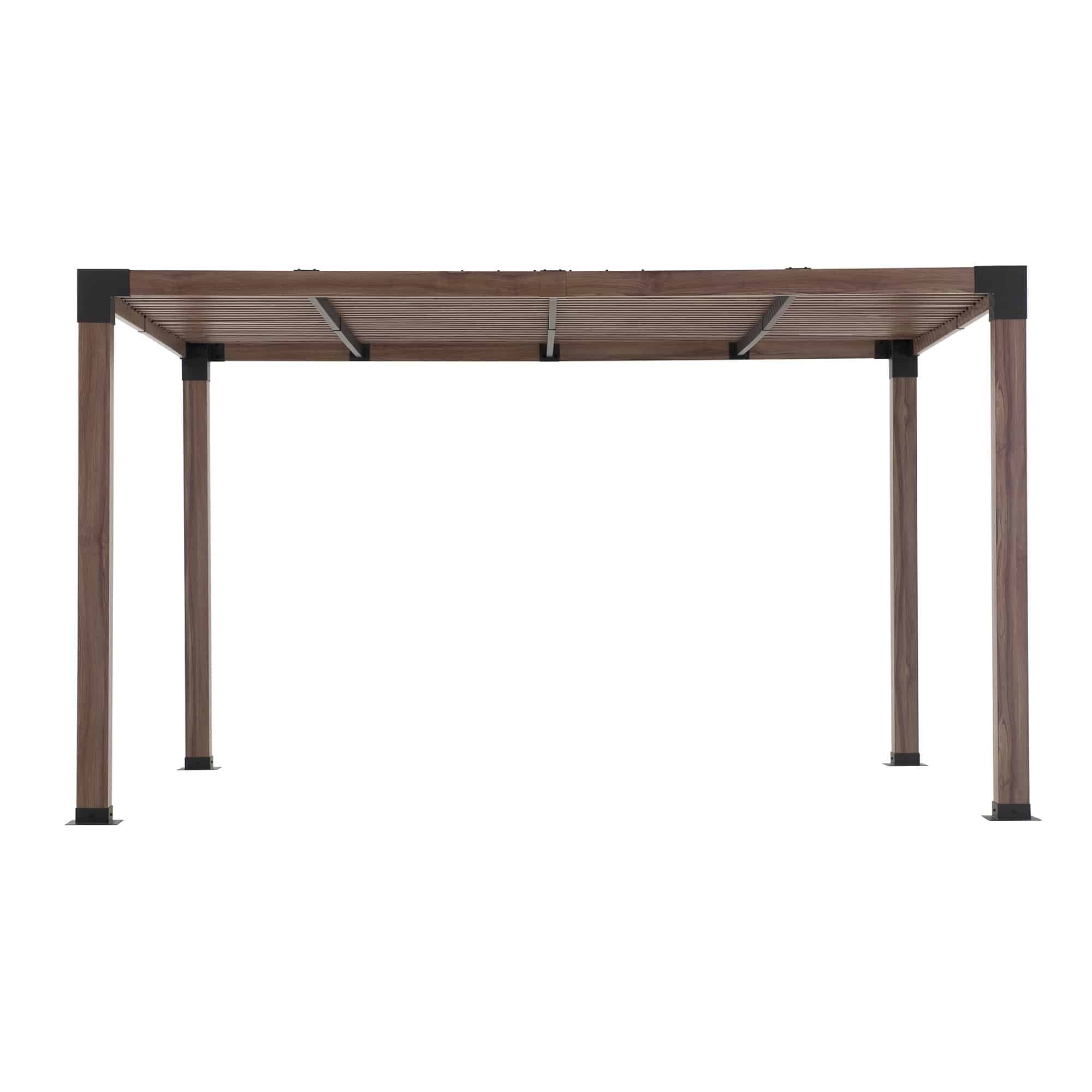SUNJOY 10x12 Modern Metal Pergola Kit with Nature Wood Grain Finish.