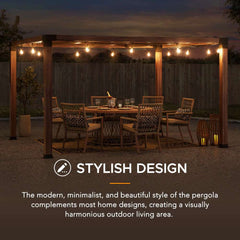 SUNJOY 10x12 Modern Metal Pergola Kit with Nature Wood Grain Finish.