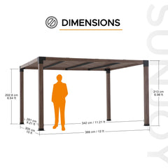 SUNJOY 10x12 Modern Metal Pergola Kit with Nature Wood Grain Finish.