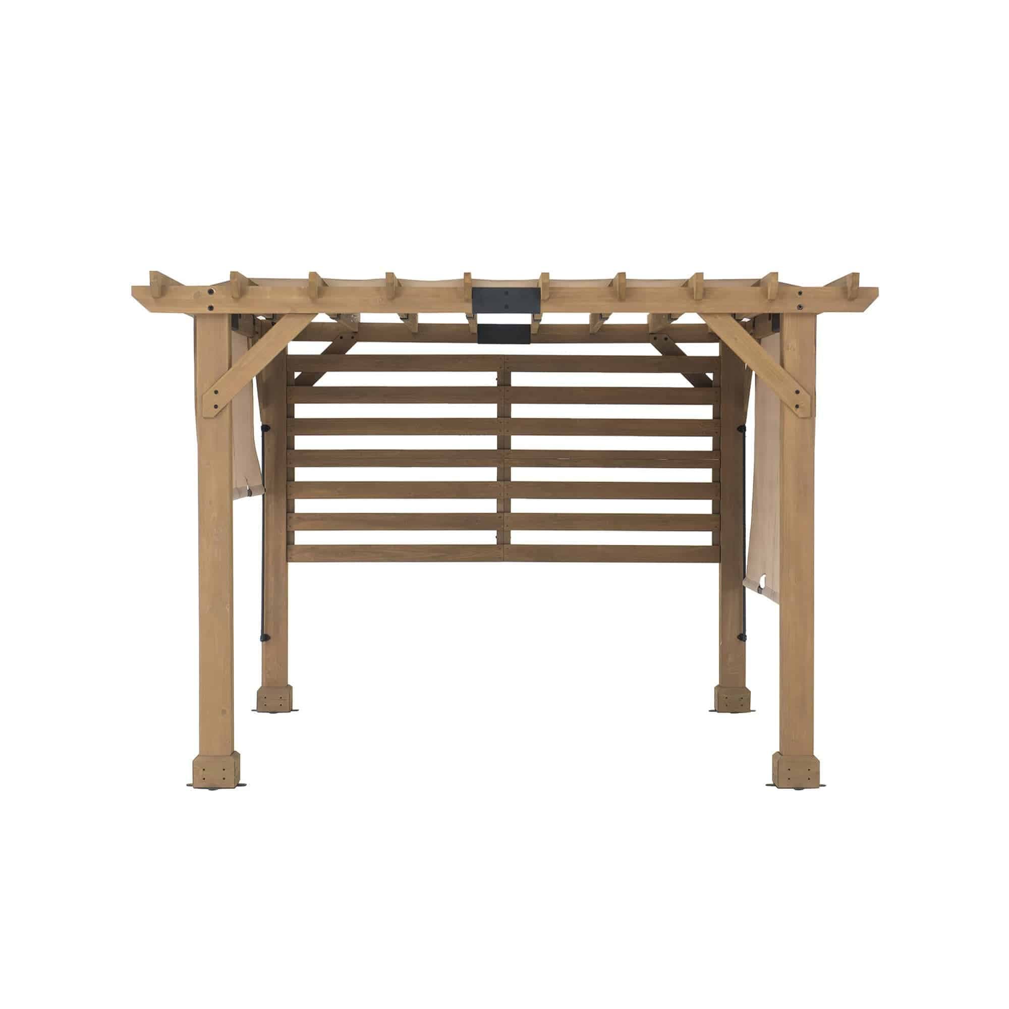 SUNJOY 10x11 Outdoor Wooden Hot Tub Pergola with Adjustable Canopy.