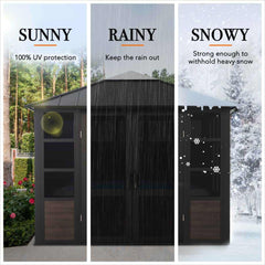 SUNJOY 11x11 Black Aluminum Sunroom with Mute Lock and PC Skylight.