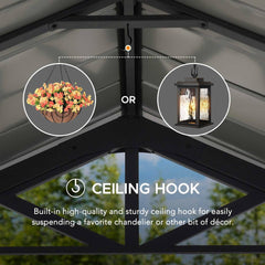 SUNJOY 12x20 Metal Carport Gable Roof Gazebo with 2 Ceiling Hooks.